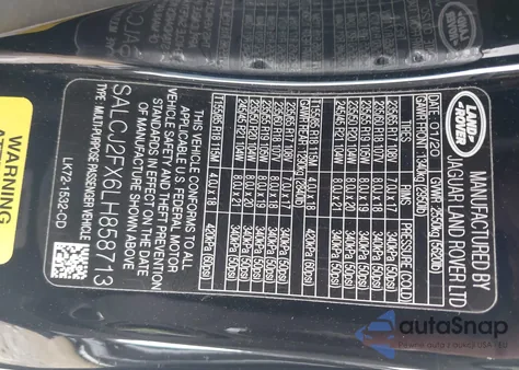 2020 Land Rover Discovery Sport S из США, поврежденный, VIN SALCJ2FX6LH858713